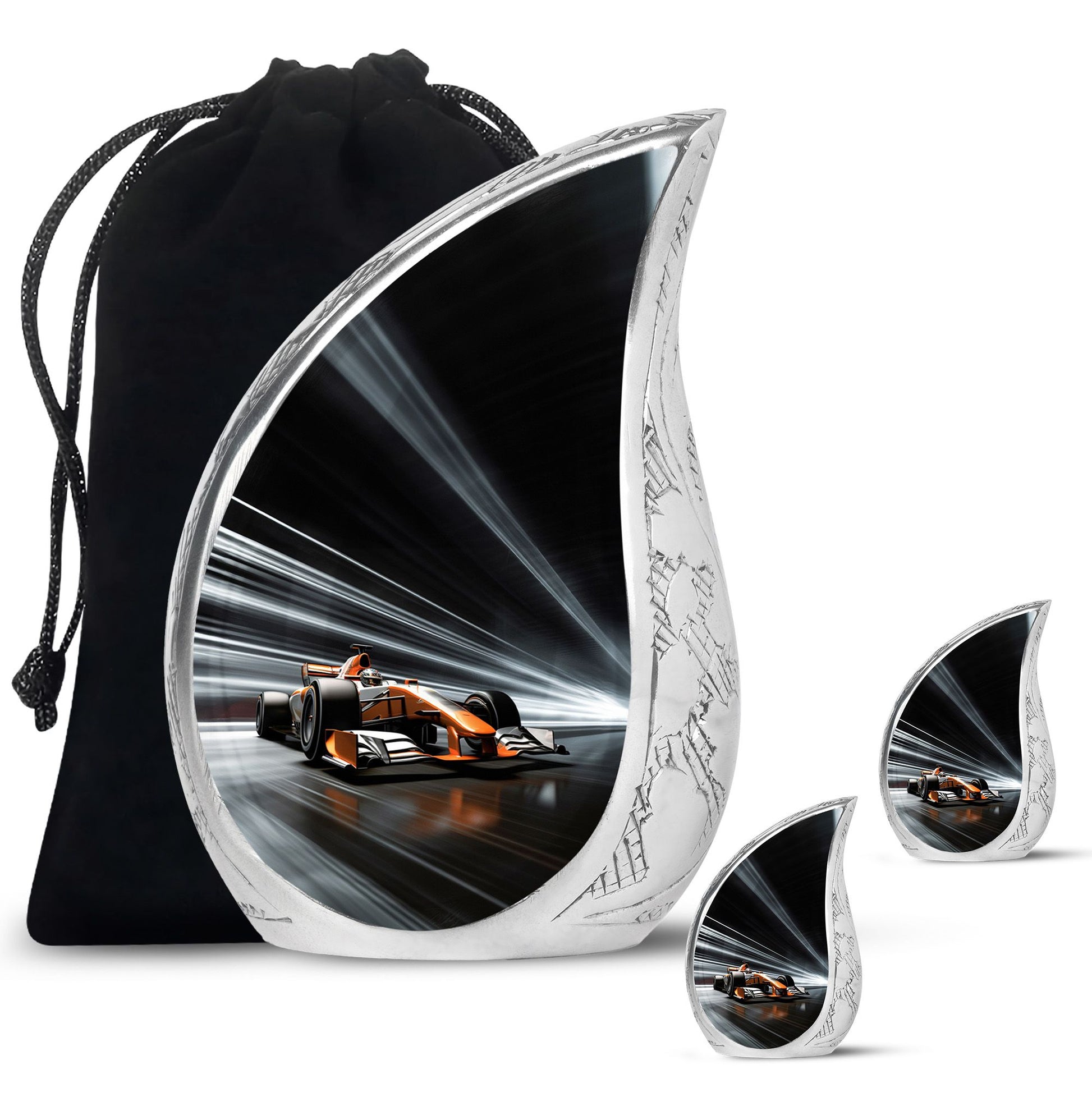 Teardrop Shape Car Urn Large Urn With 2 Keepsake Urn
