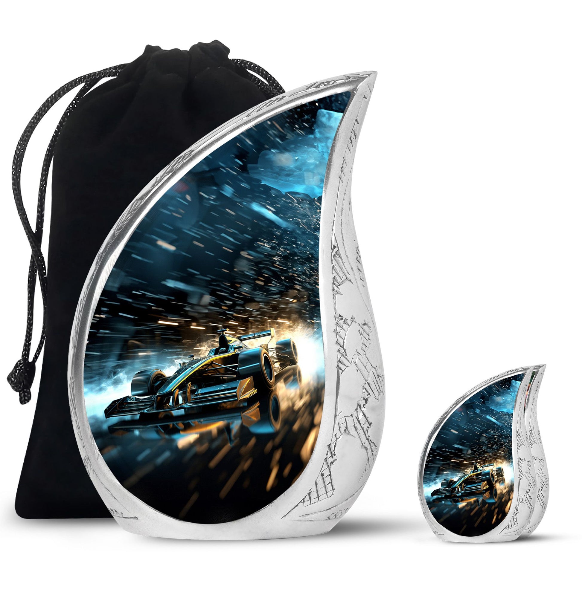 Teardrop Shape Car Urn Large Urn With 1 Keepsake Urn