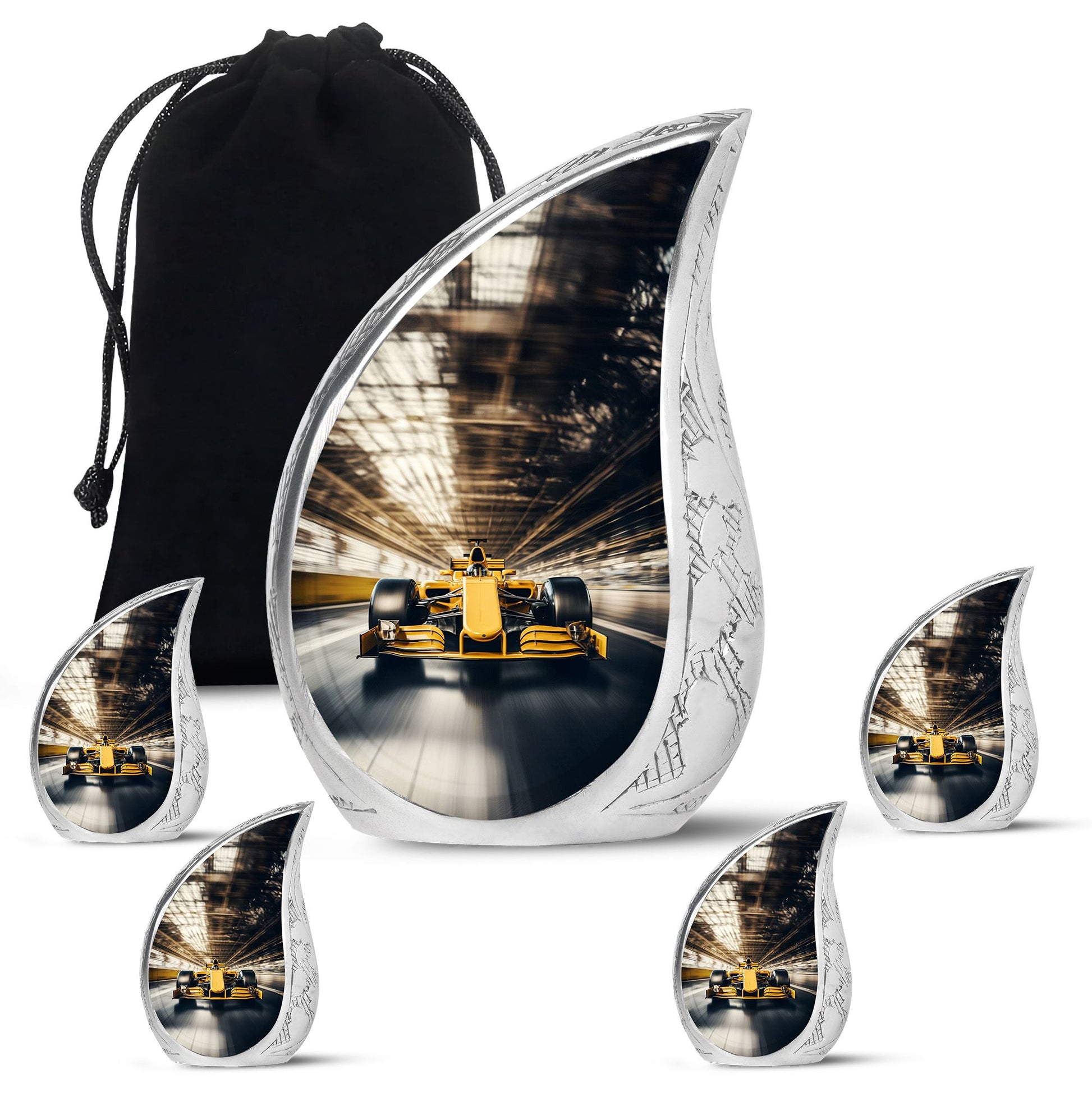 Teardrop Shape Car Urn Large Urn With 4 Keepsake Urn