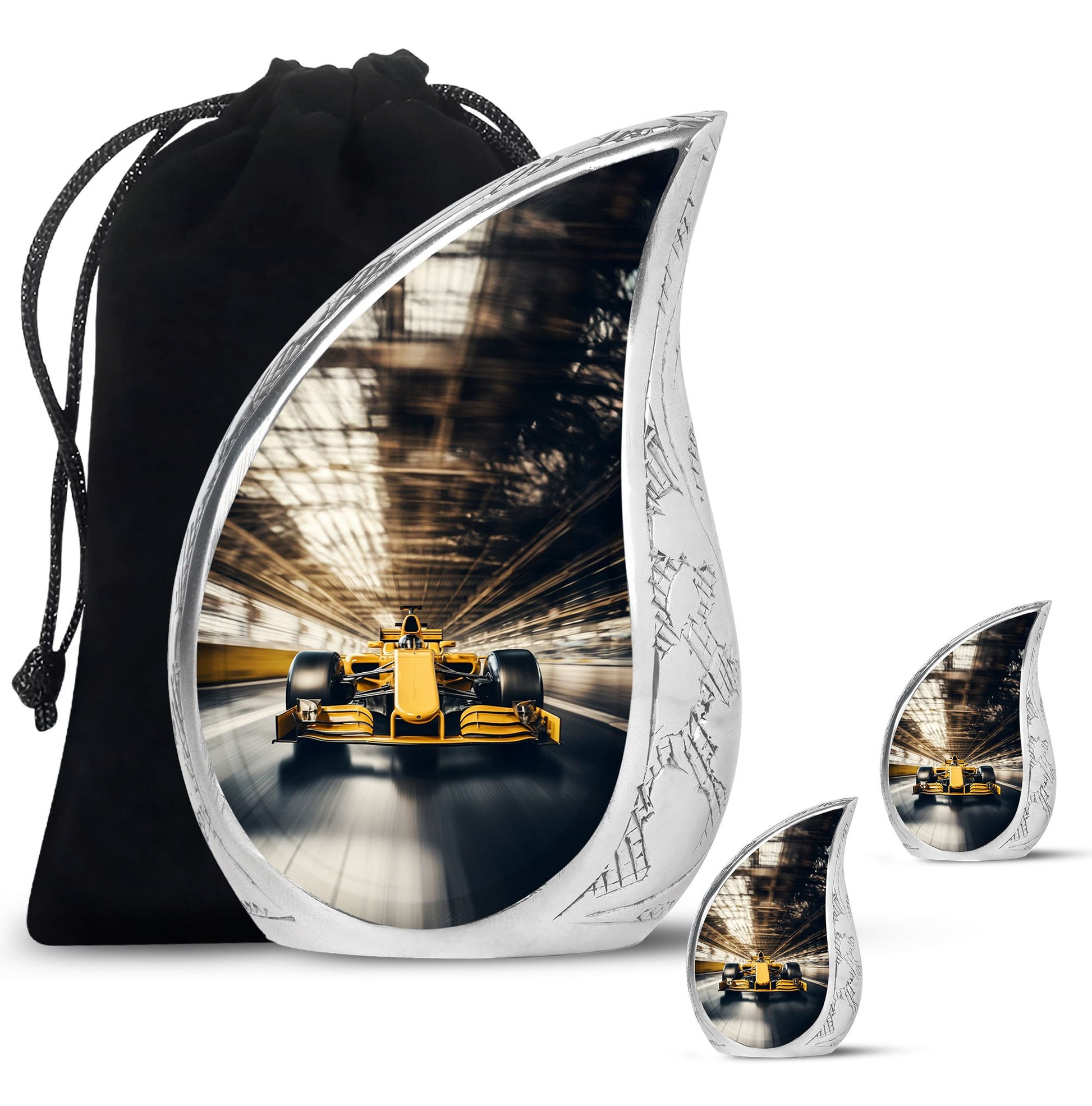 Teardrop Shape Car Urn Large Urn With 2 Keepsake Urn