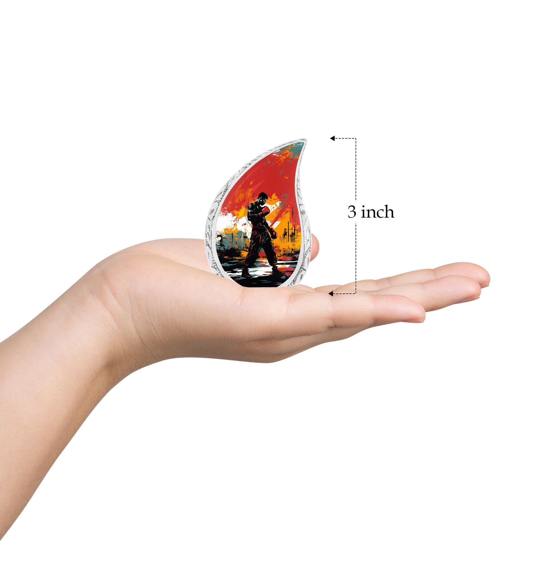Teardrop Shape Boxing Urn Keepsake 3 Inch