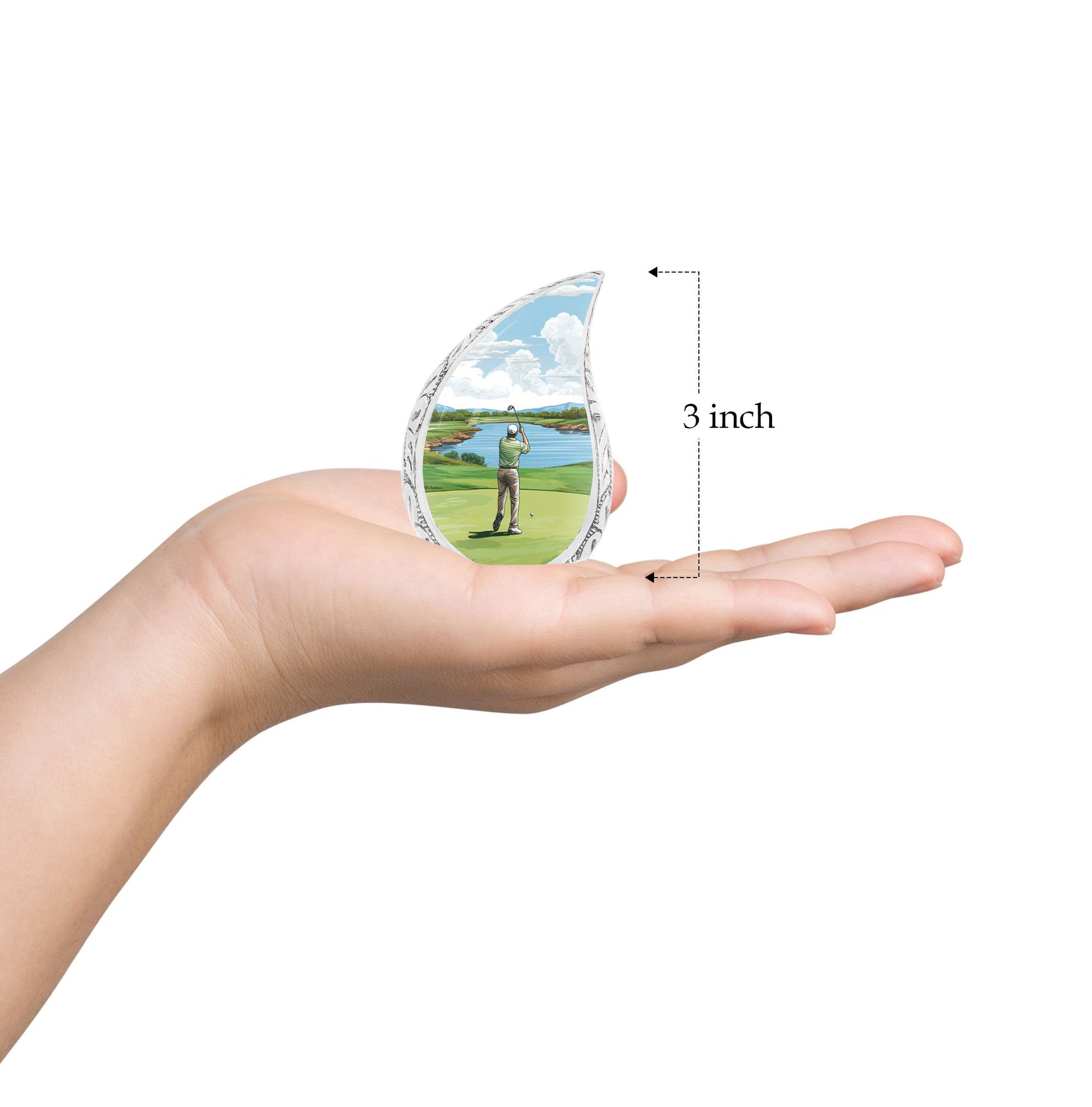 Teardrop Shape Golf Urn Keepsake 3 Inch