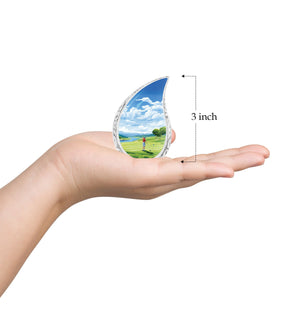 Teardrop Shape Golf Urn Keepsake 3 Inch