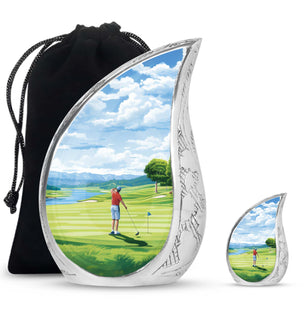 Teardrop Shape Golf Urn Large Urn With 1 Keepsake Urn