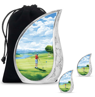 Teardrop Shape Golf Urn Large Urn With 2 Keepsake Urn