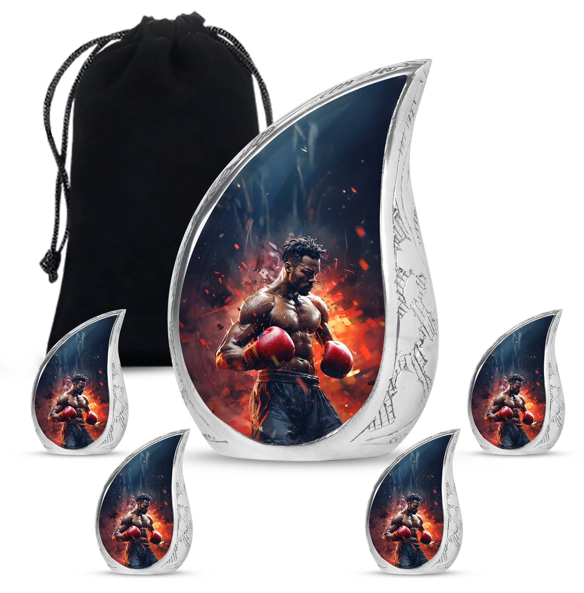 Teardrop Shape Boxing Urn Large Urn With 4 Keepsake Urn