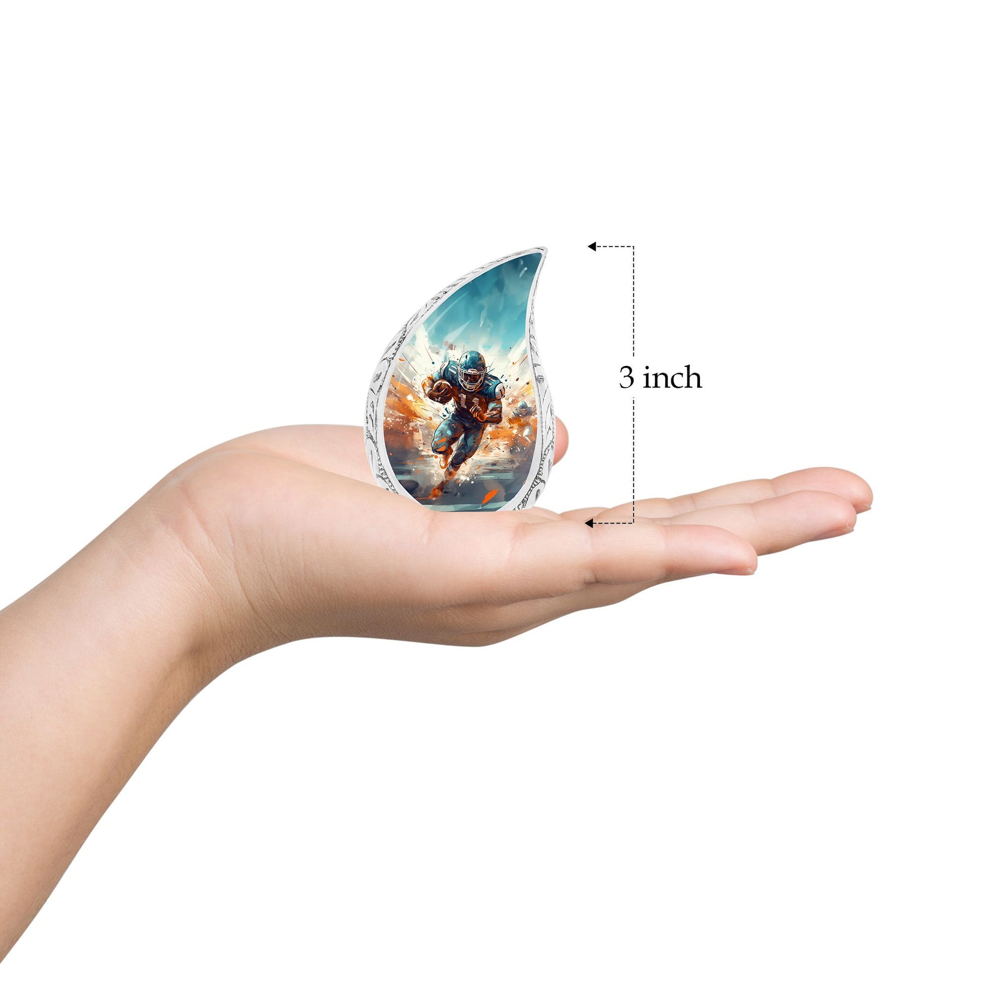 Teardrop Shape Football Urn Keepsake 3 Inch