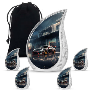 Teardrop Shape Car Urn Large Urn With 4 Keepsake Urn
