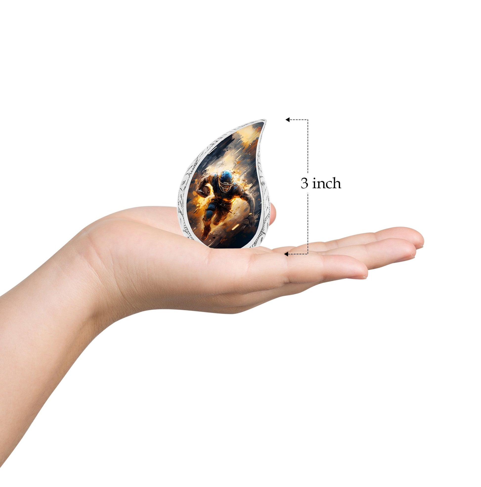 Teardrop Shape Football Urn Keepsake 3 Inch