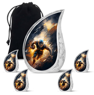 Teardrop Shape Football Urn Large Urn With 4 Keepsake Urn