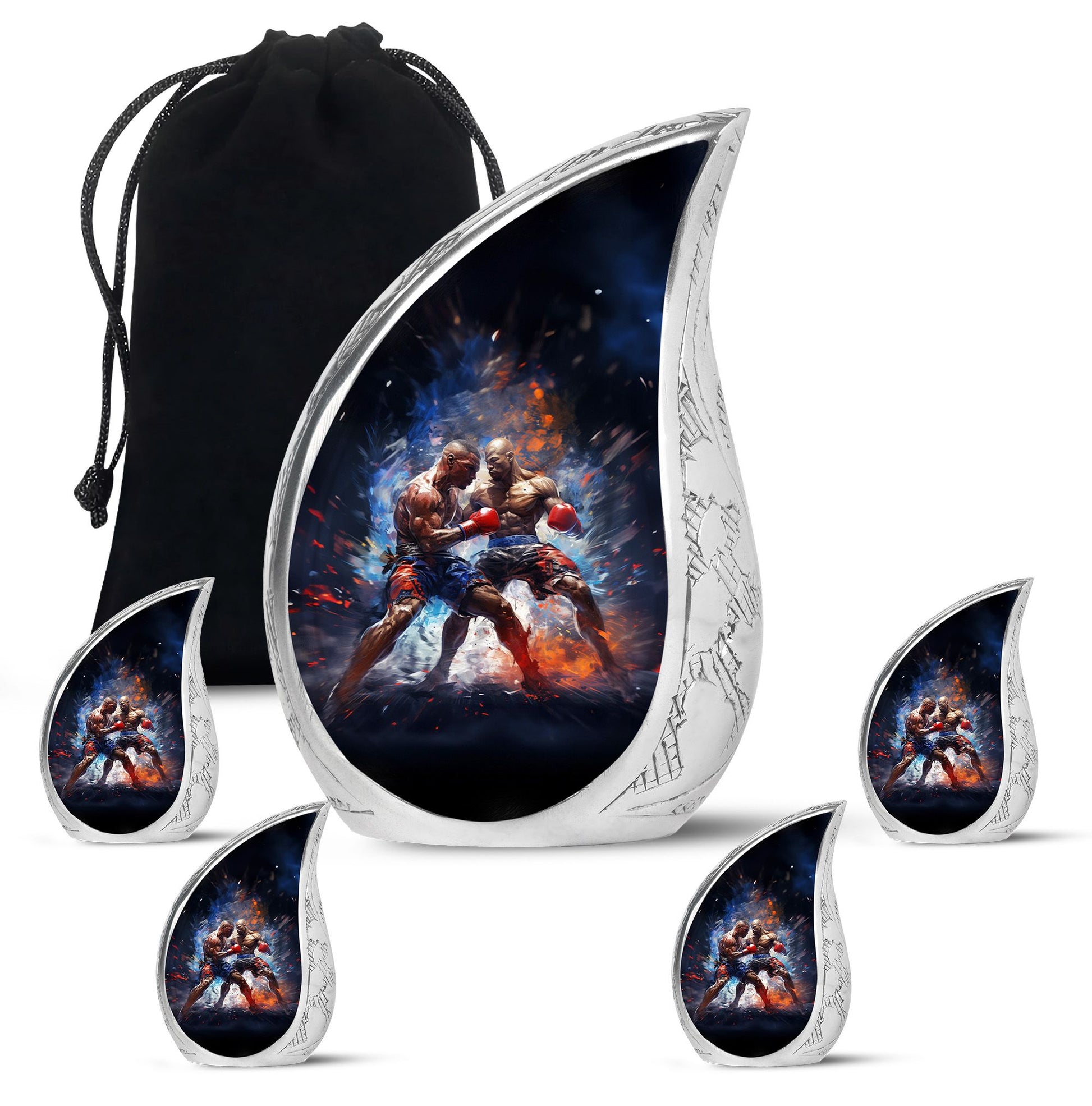 Teardrop Shape Boxing Urn Large Urn With 4 Keepsake Urn