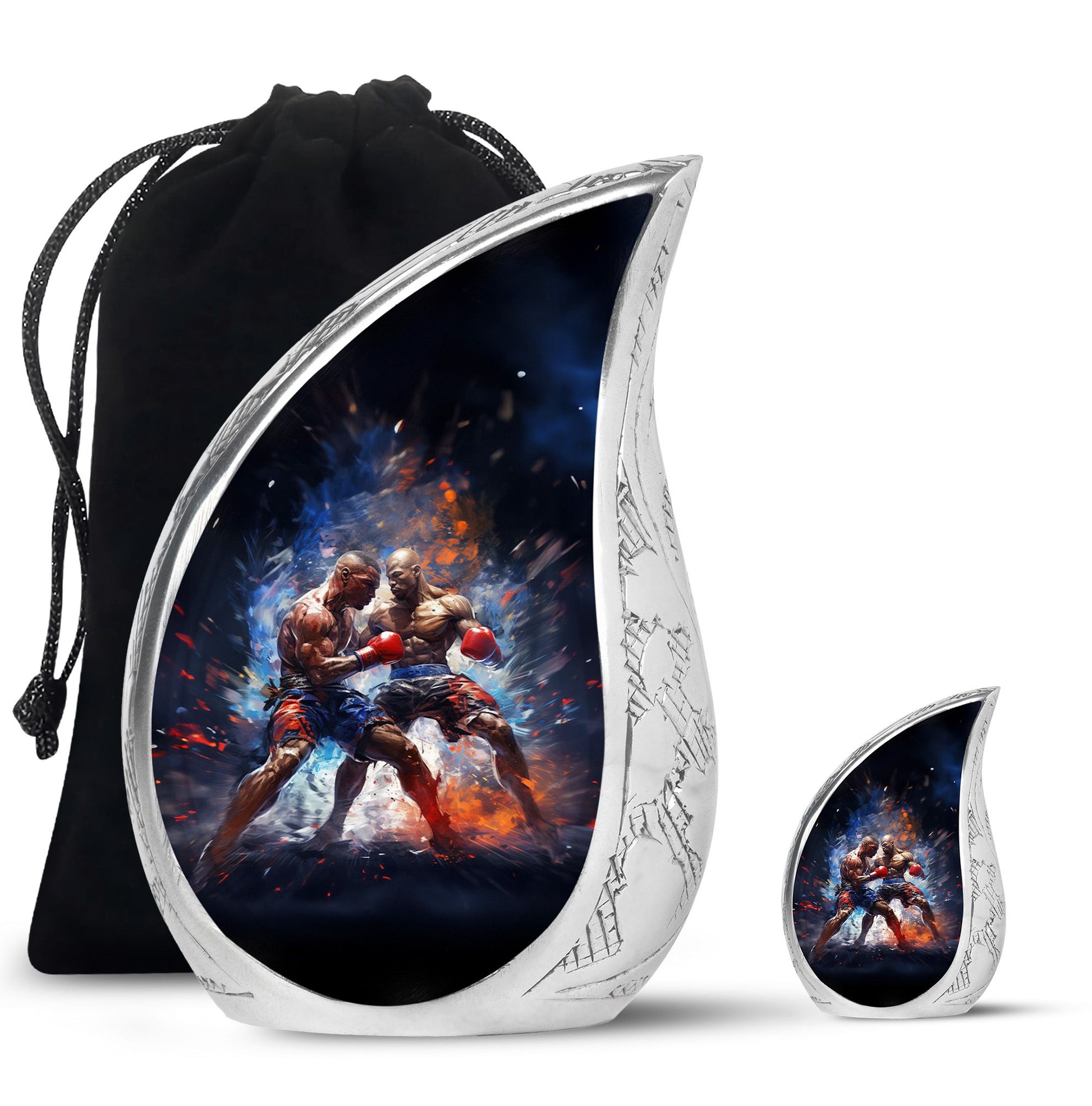 Teardrop Shape Boxing Urn Large Urn With 1 Keepsake Urn