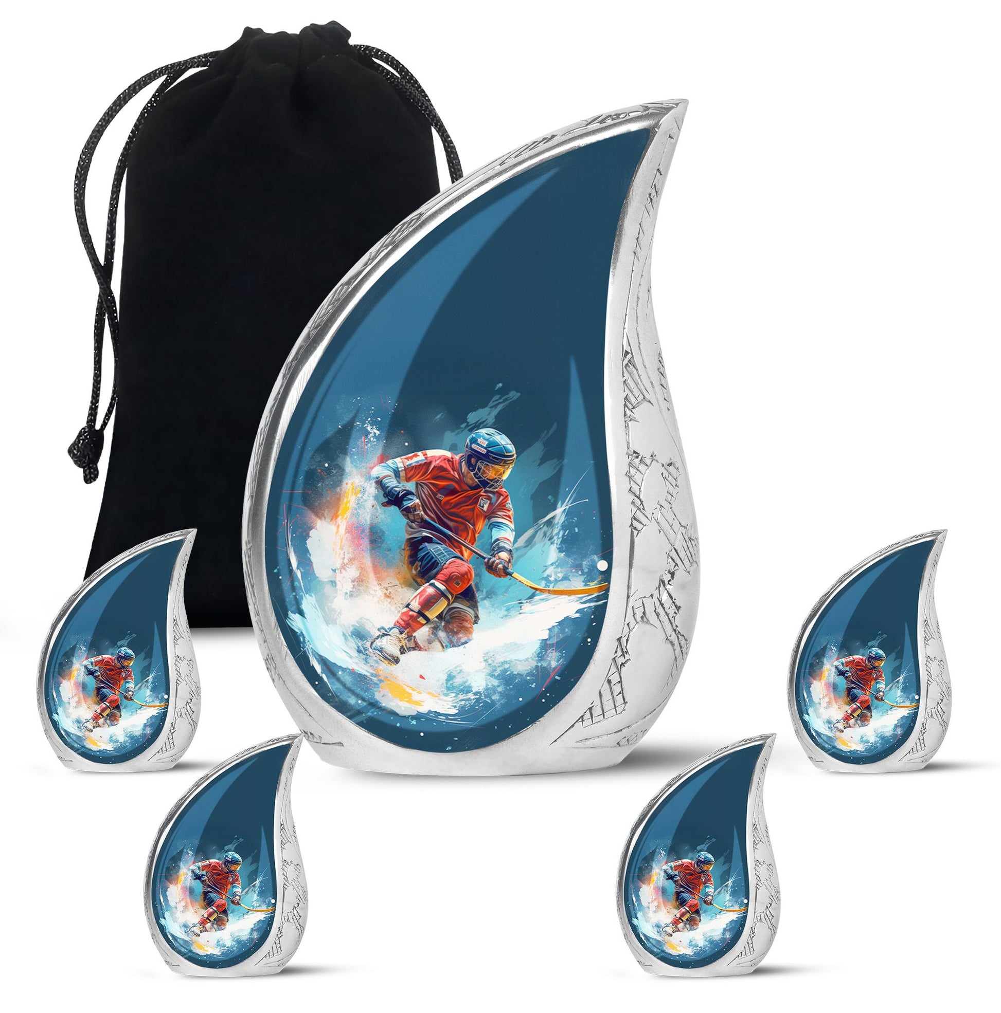 Teardrop Shape Sport Urn Large Urn With 4 Keepsake Urn