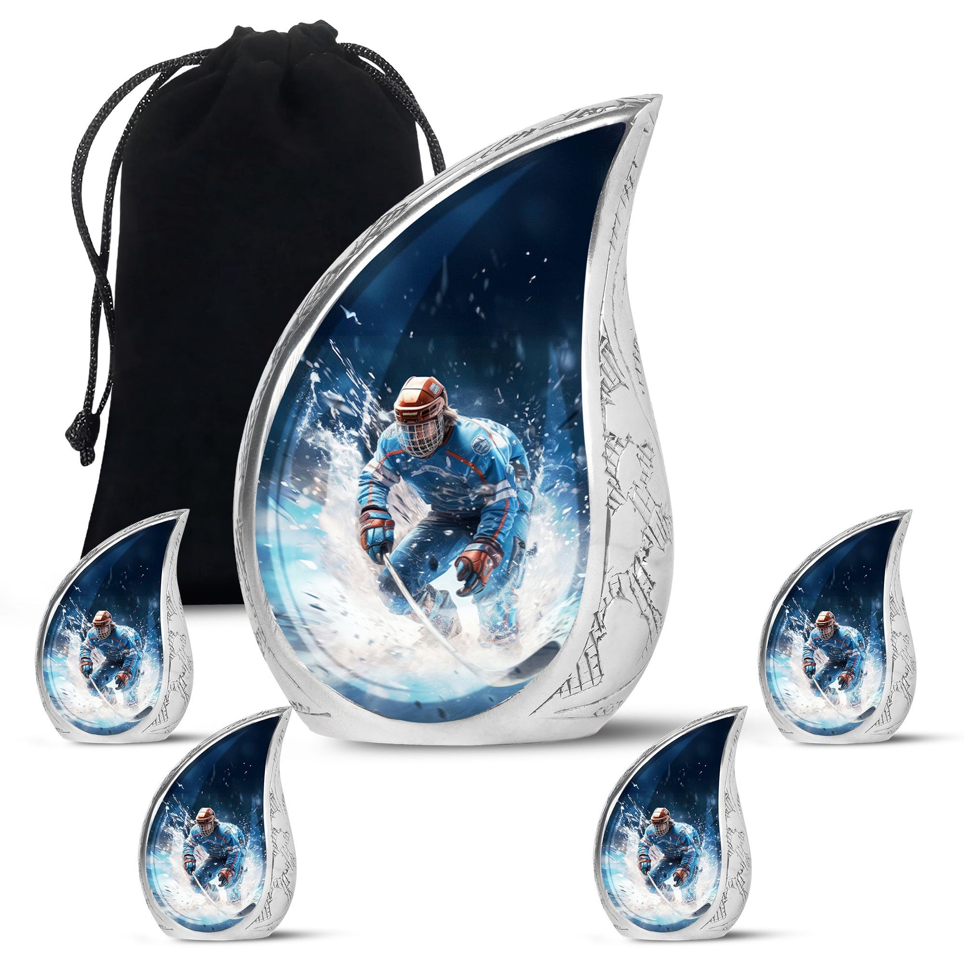 Teardrop Shaped  Large Urn With 4 Keepsake