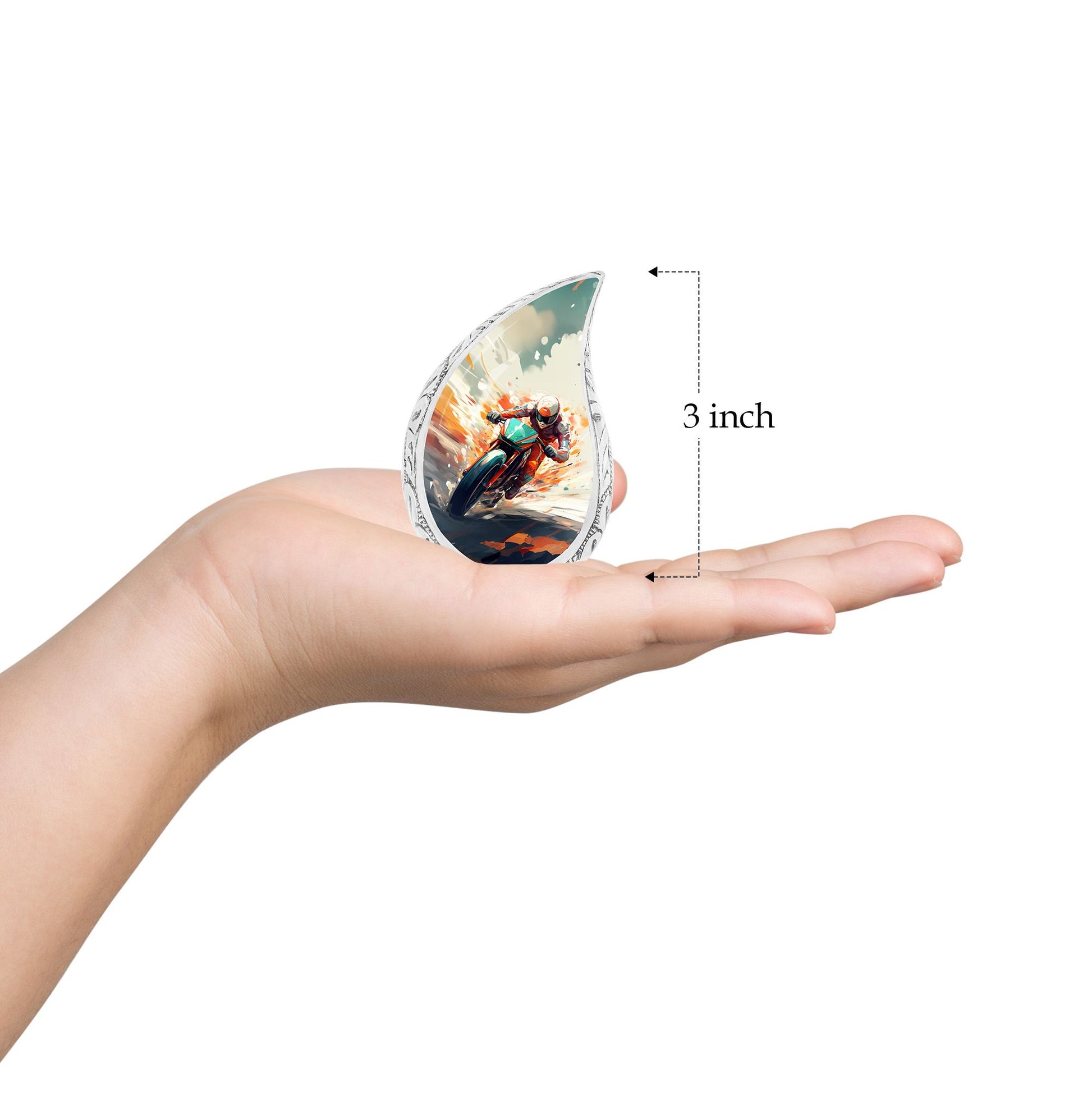 Teardrop Shape Bike Urn Keepsake 3 Inch