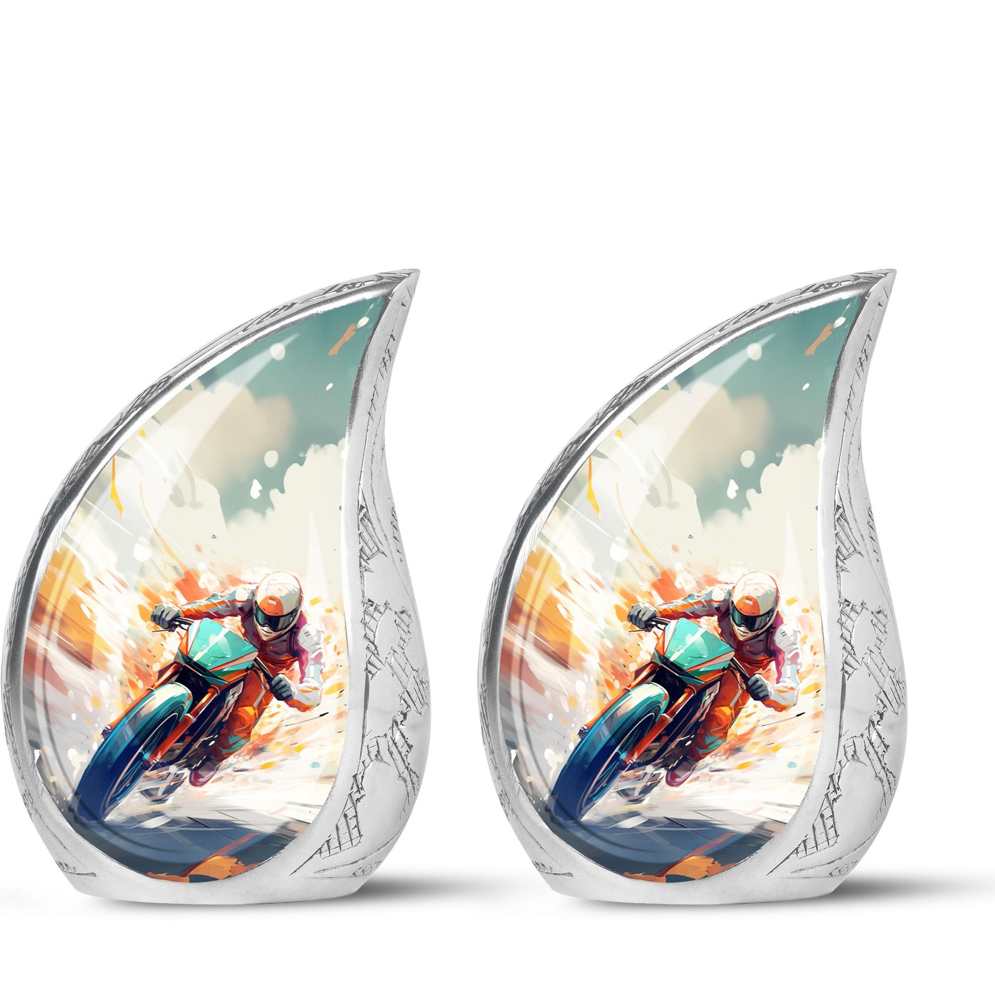 Teardrop Shape Bike Urn Keepsake Urn Pack of 2