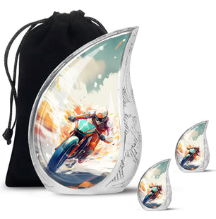 Teardrop Shape Bike Urn Large Urn With 2 Keepsake Urn