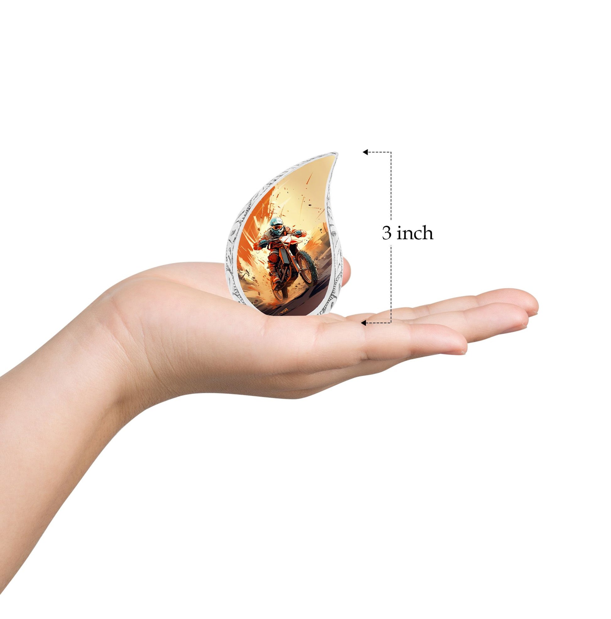 Teardrop Shape Bike Urn Keepsake 3 Inch