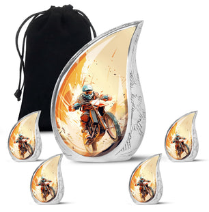 Teardrop Shape Bike Urn Large Urn With 4 Keepsake Urn