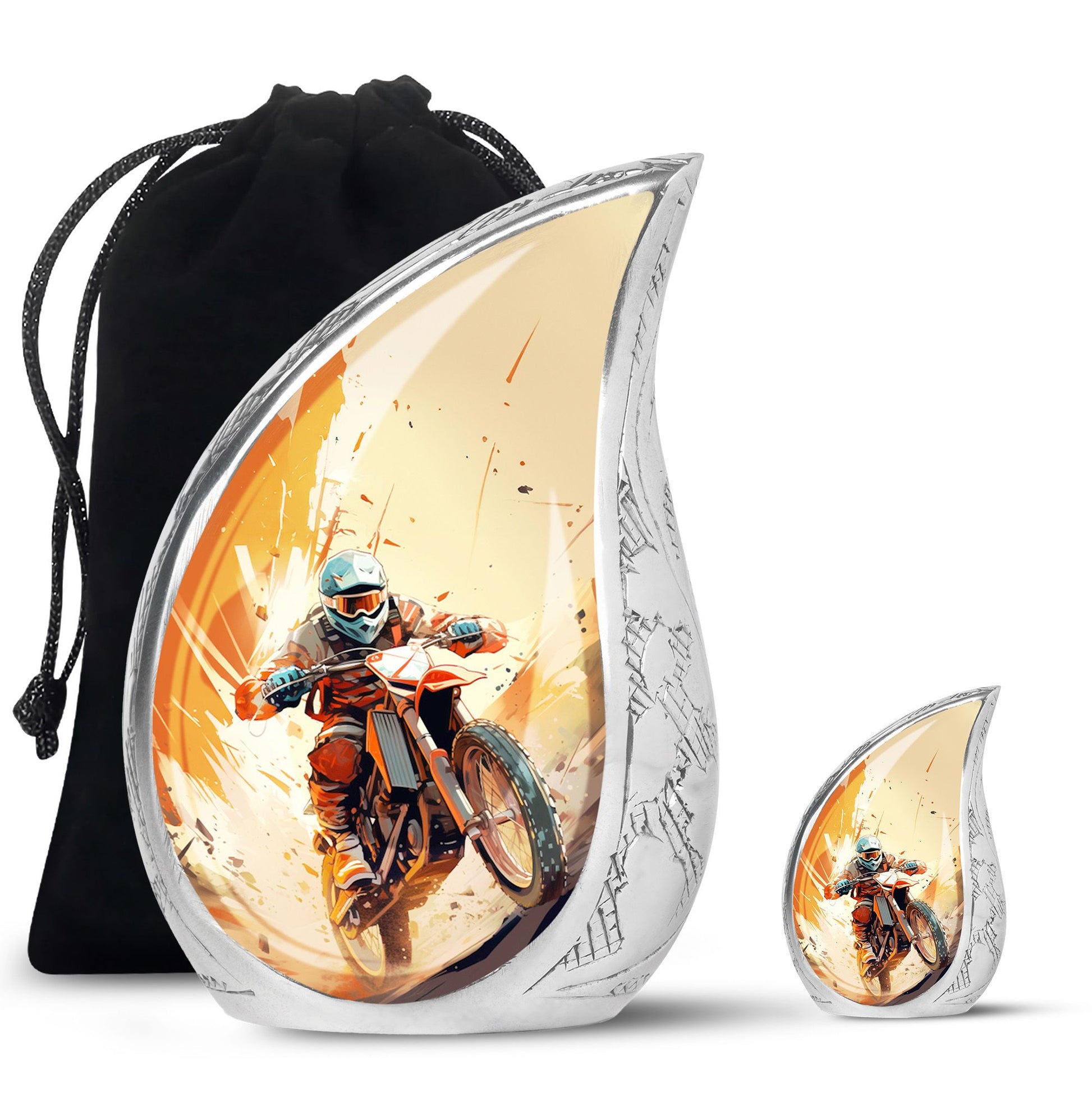 Teardrop Shape Bike Urn Large Urn With 1 Keepsake Urn