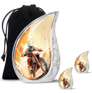 Teardrop Shape Bike Urn Large Urn With 2 Keepsake Urn