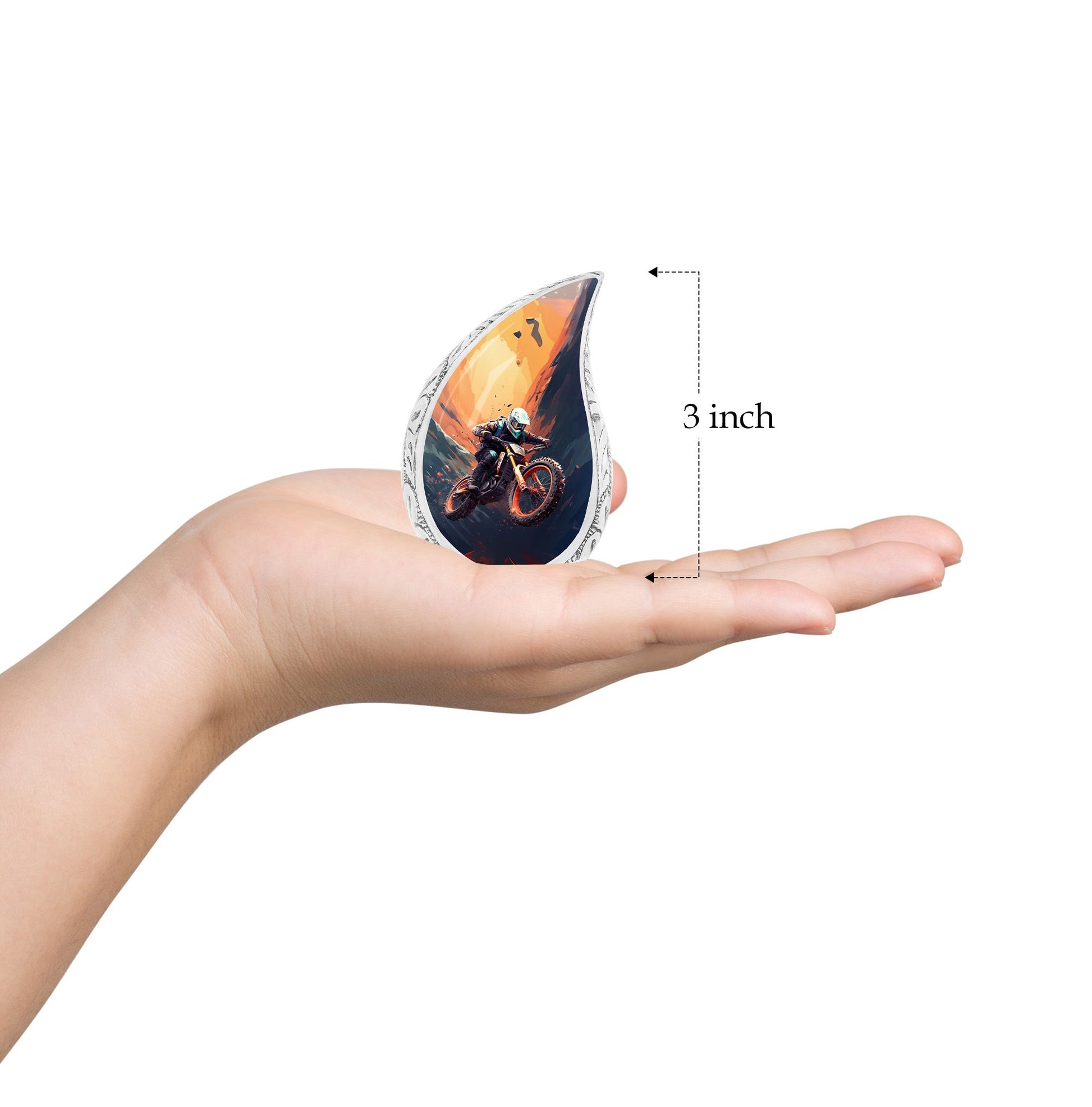 Teardrop Shape Bike Urn Keepsake 3 Inch
