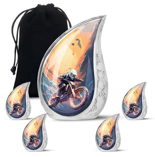 Teardrop Shape Bike Urn Large Urn With 4 Keepsake Urn
