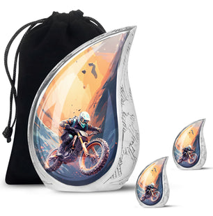 Teardrop Shape Bike Urn Large Urn With 2 Keepsake Urn