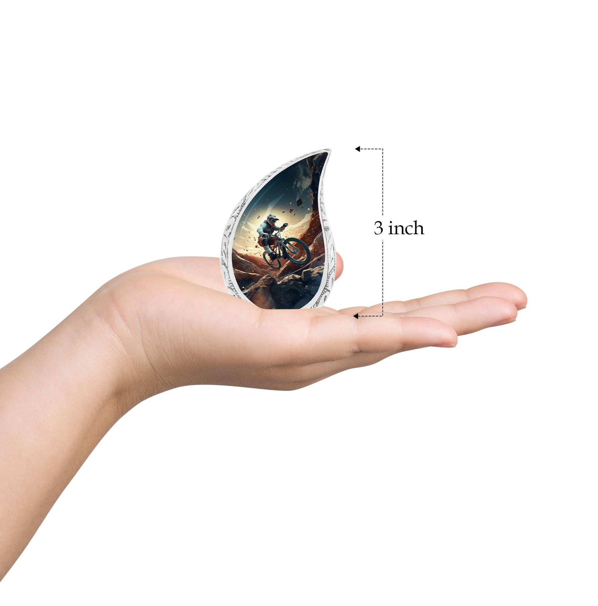 Teardrop Shape Bike Urn Keepsake 3 Inch