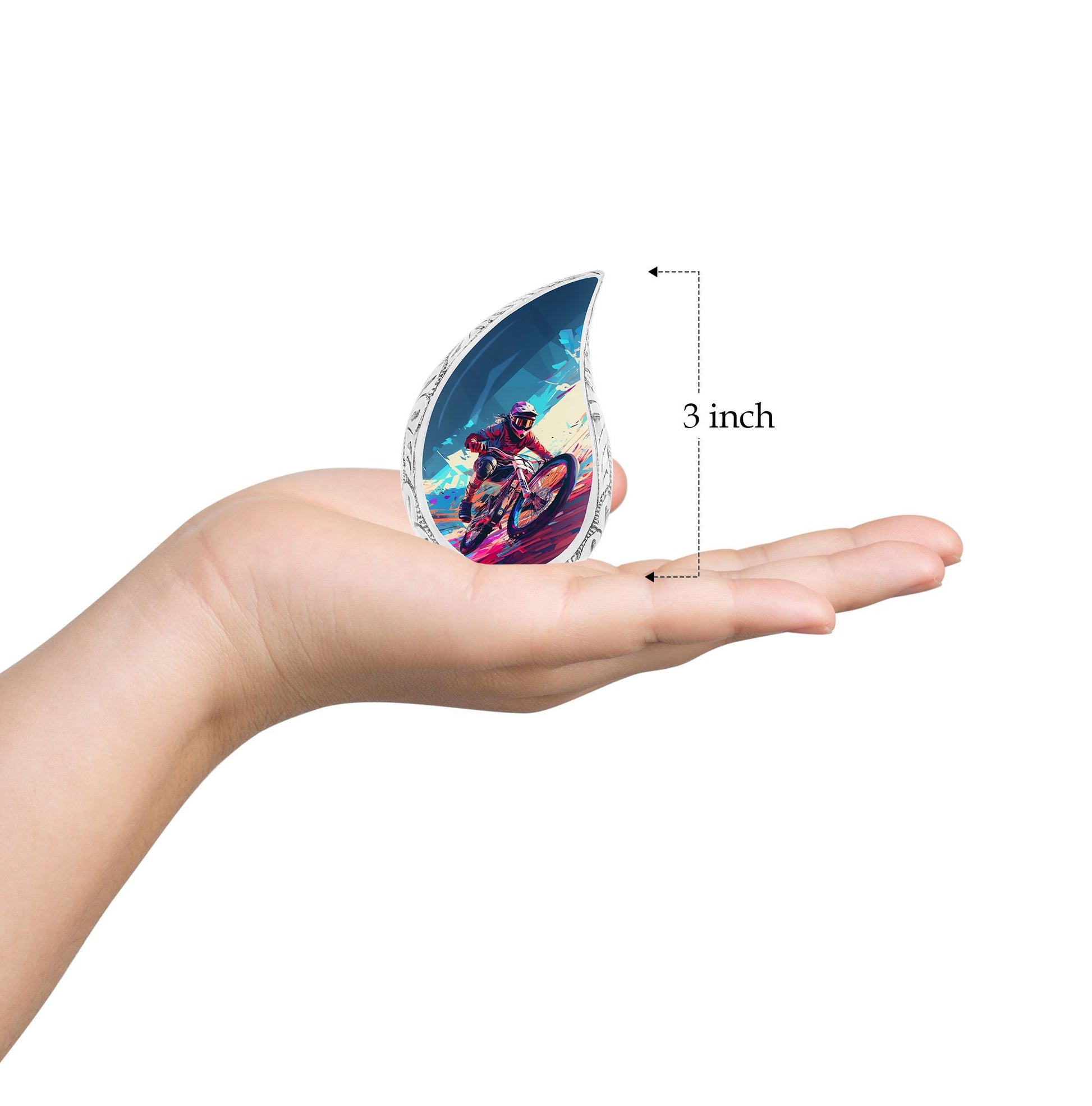 Teardrop Shape Bike Urn Keepsake 3 Inch