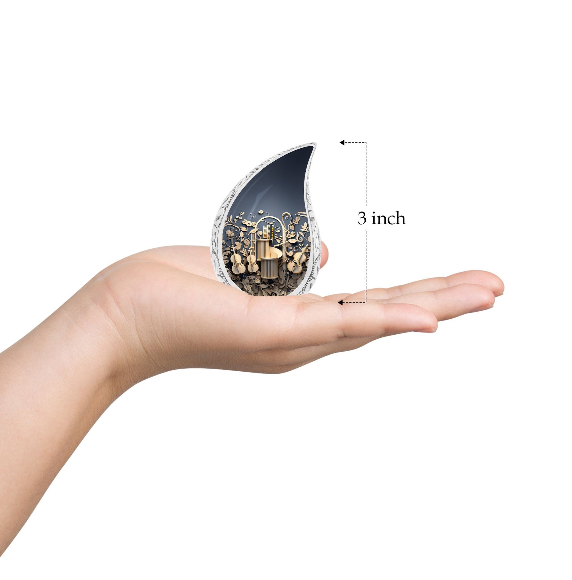 Teardrop Shape Music Urn Keepsake 3 Inch