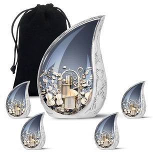 Teardrop Shape Music Urn Large Urn With 4 Keepsake Urn