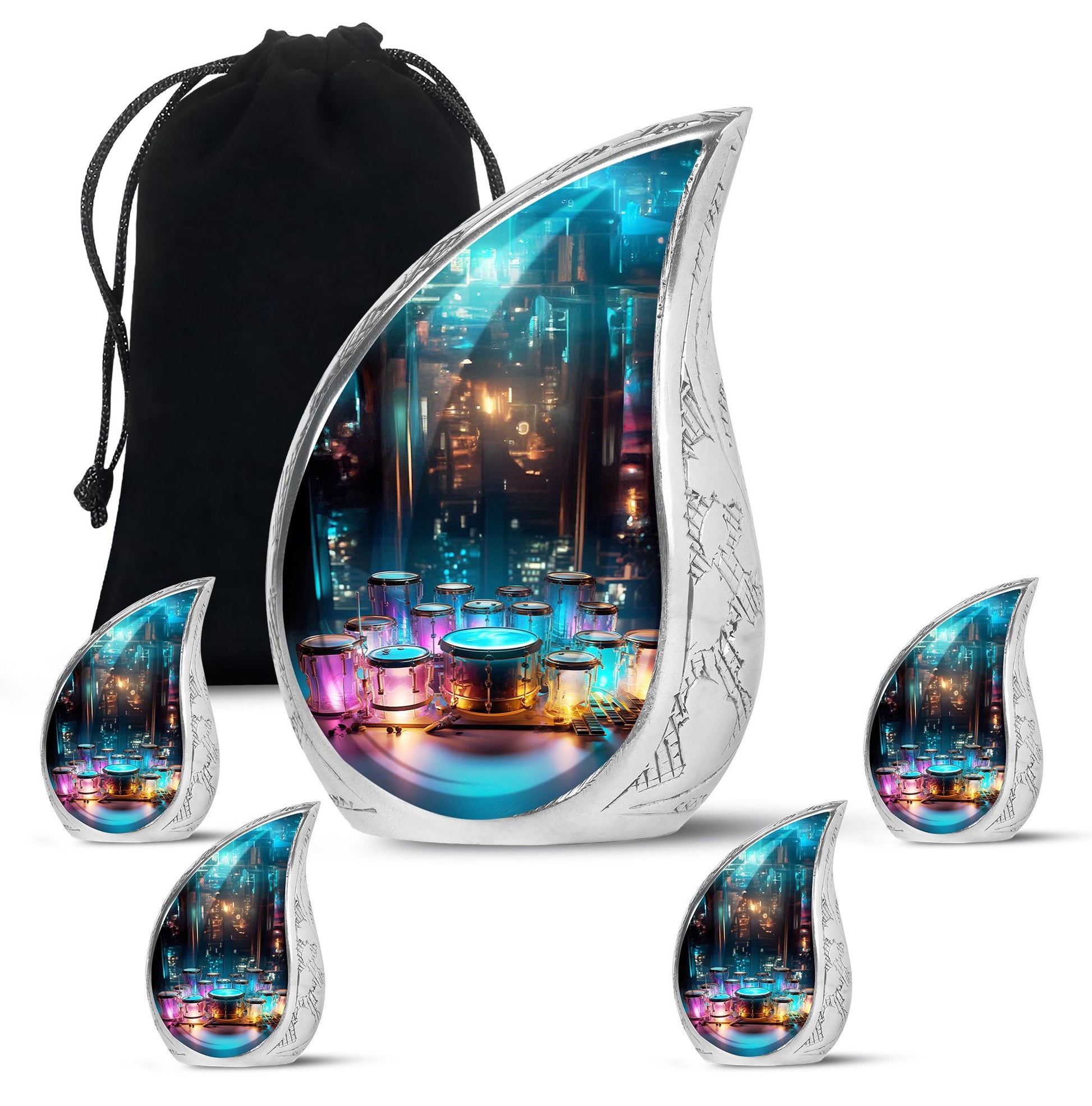 Teardrop Shaped  Large Urn With 4 Keepsake