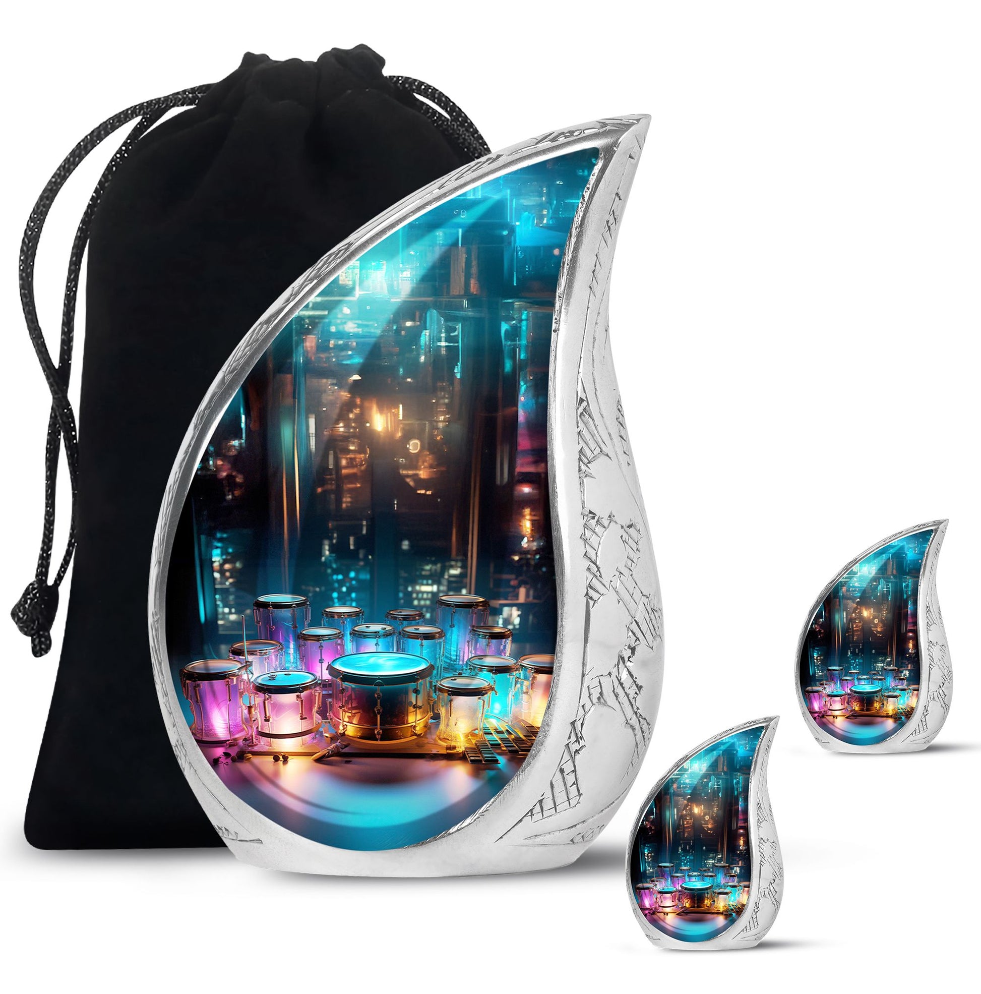 Teardrop Shaped  Large Urn With 2 Keepsake