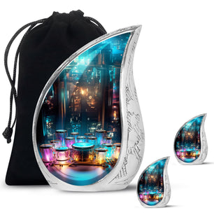 Teardrop Shaped  Large Urn With 2 Keepsake