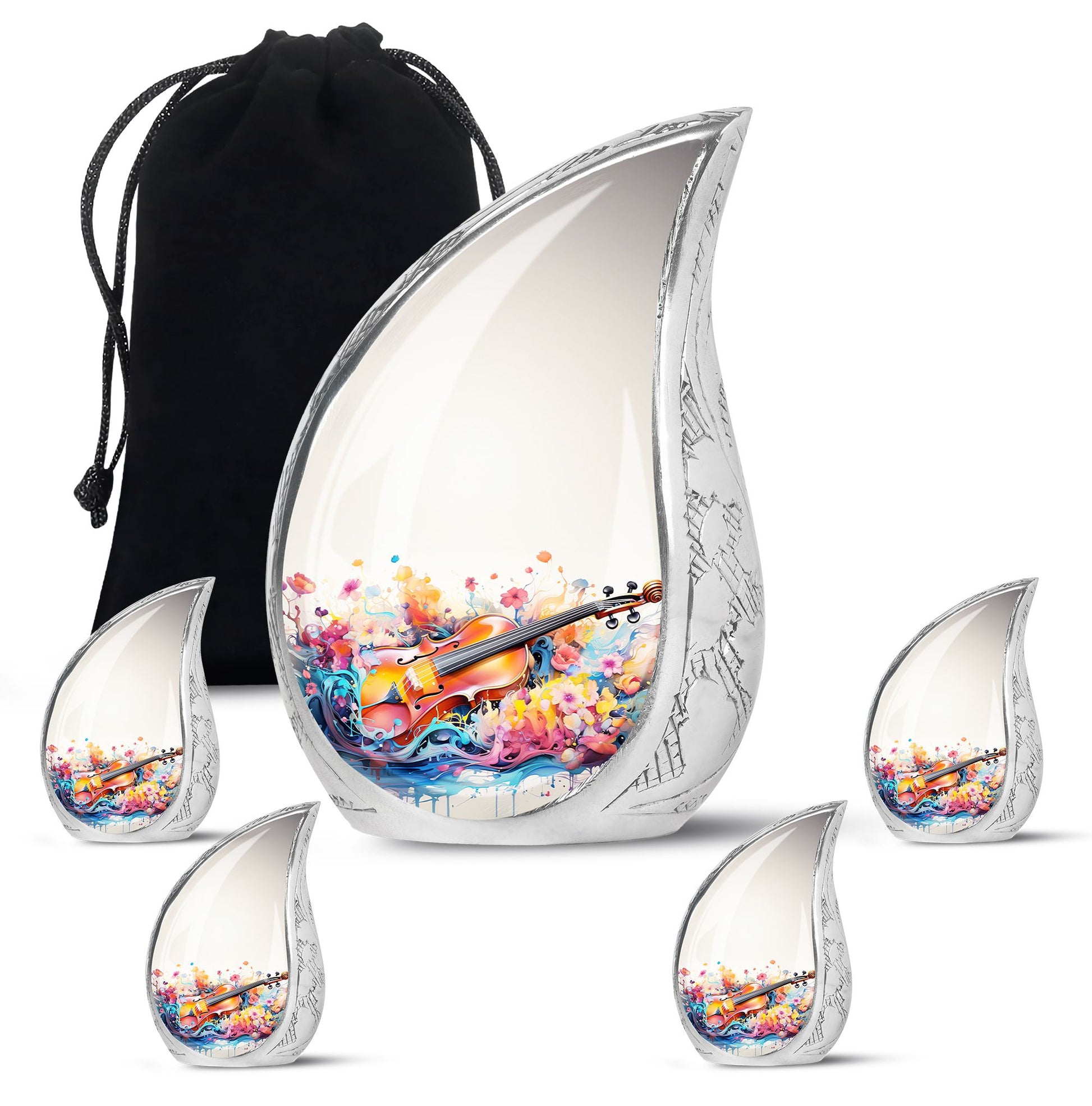 Teardrop Shape Music Urn Large Urn With 4 Keepsake Urn