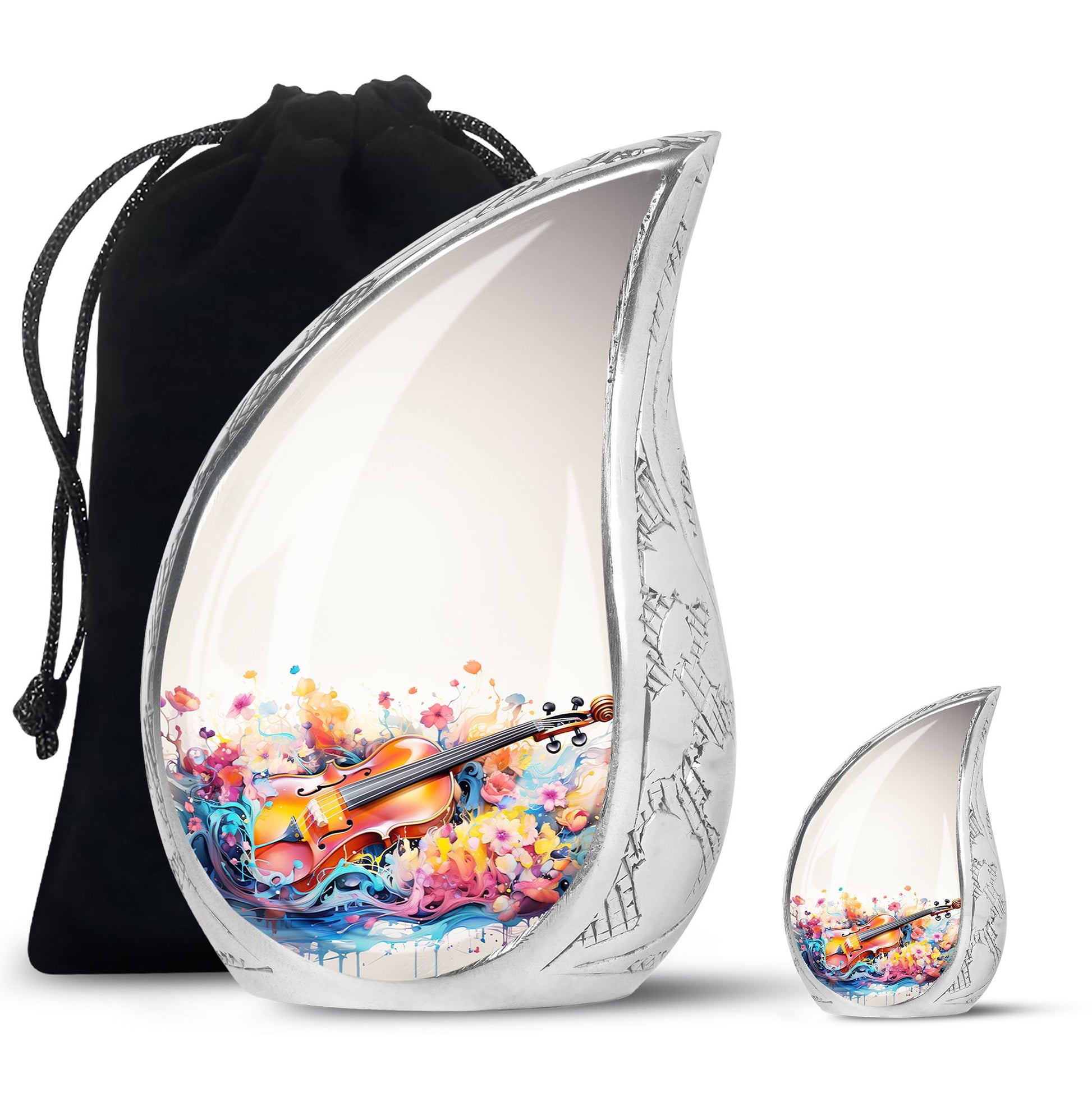 Teardrop Shape Music Urn Large Urn With 1 Keepsake Urn