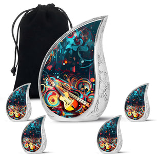 Teardrop Shape Music Urn Large Urn With 4 Keepsake Urn