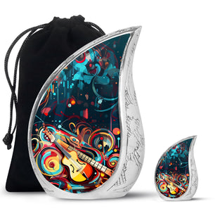 Teardrop Shape Music Urn Large Urn With 1 Keepsake Urn