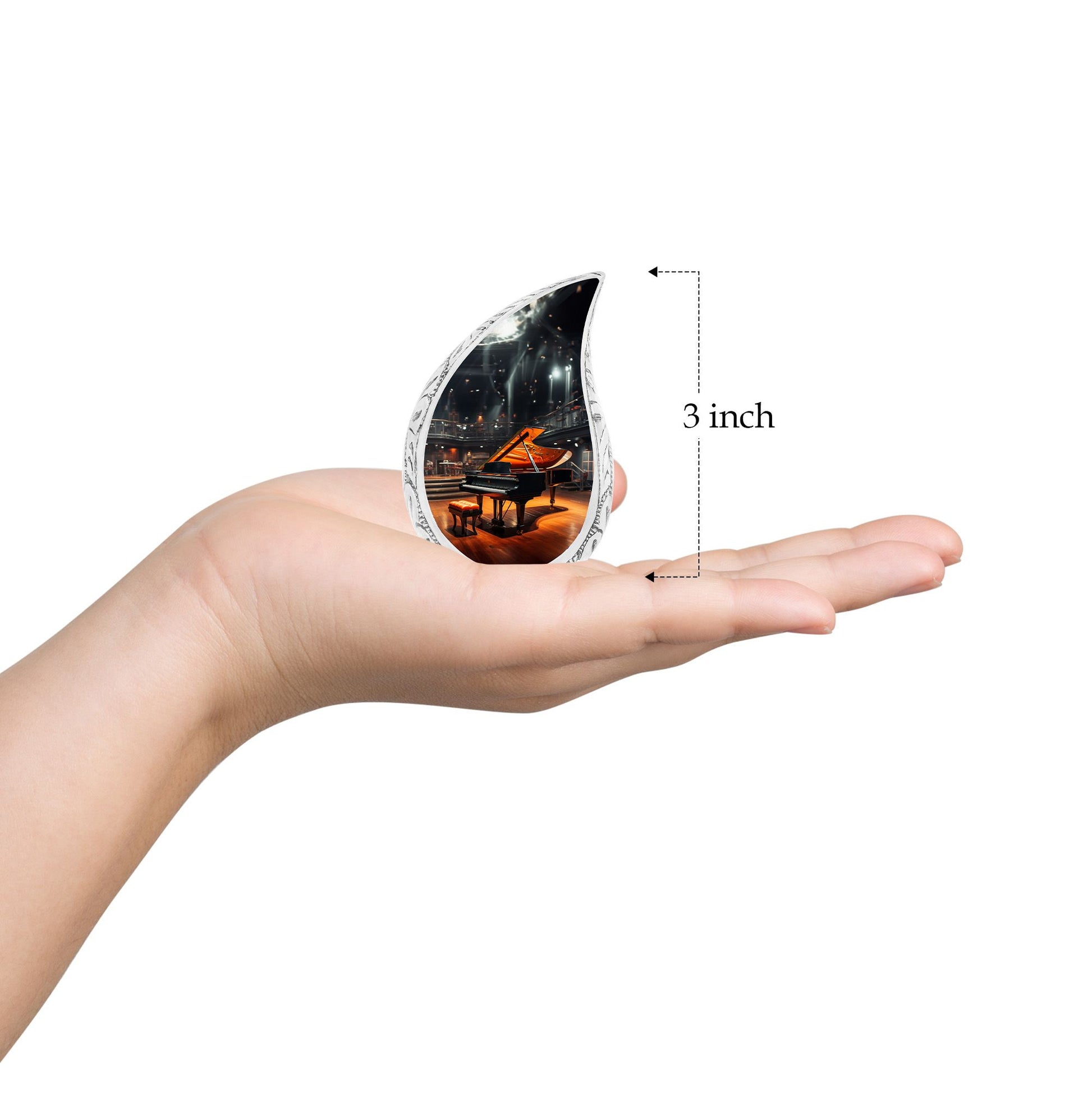 Teardrop Shape Music Urn Keepsake 3 Inch