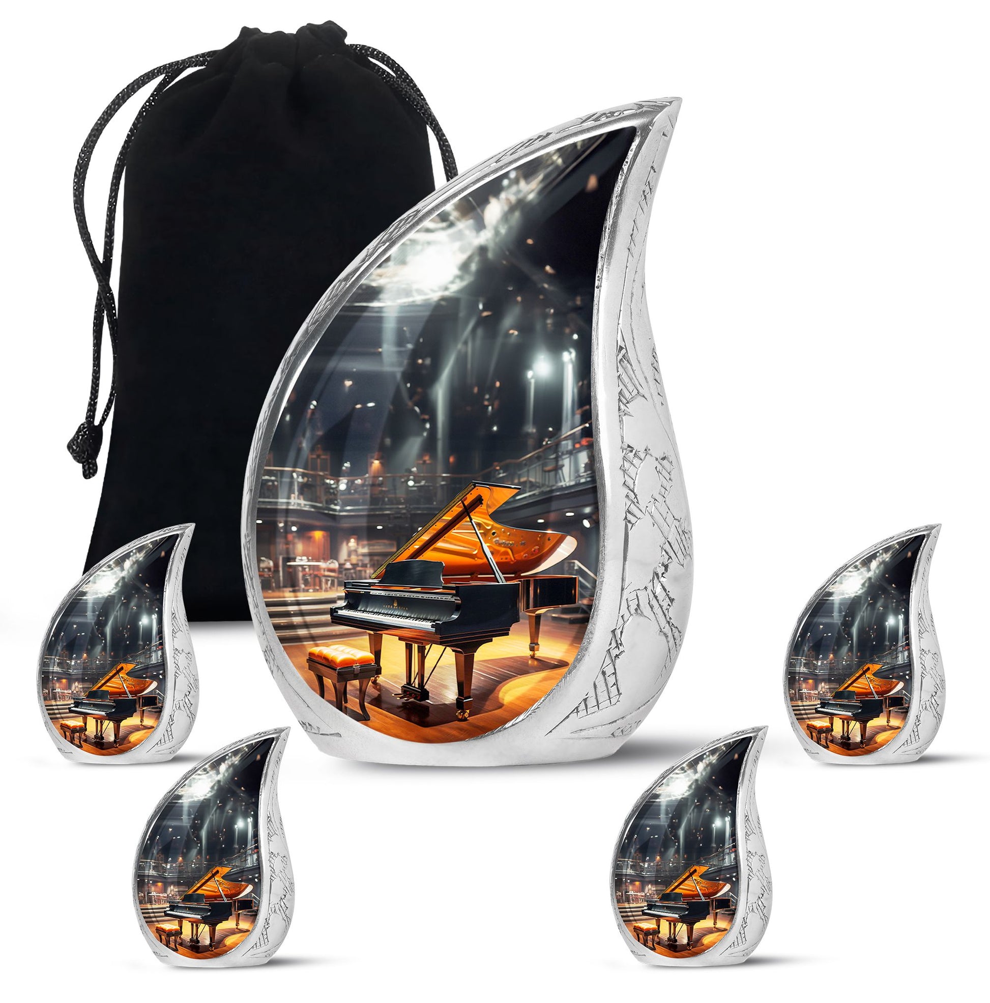 Teardrop Shape Music Urn Large Urn With 4 Keepsake Urn