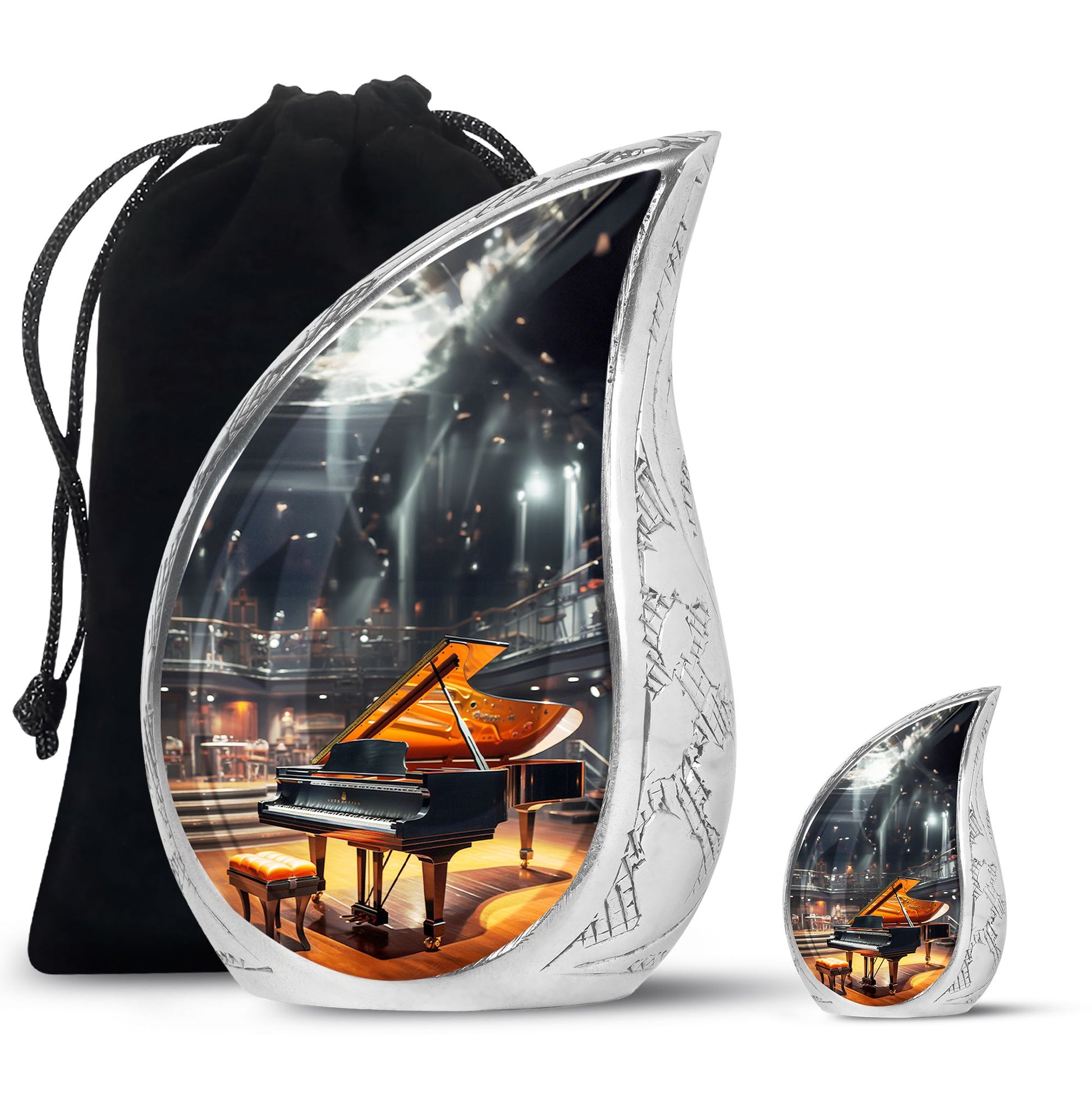 Teardrop Shape Music Urn Large Urn With 1 Keepsake Urn