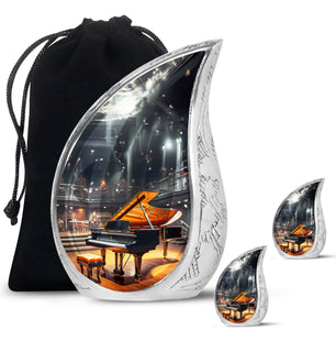 Teardrop Shape Music Urn Large Urn With 2 Keepsake Urn