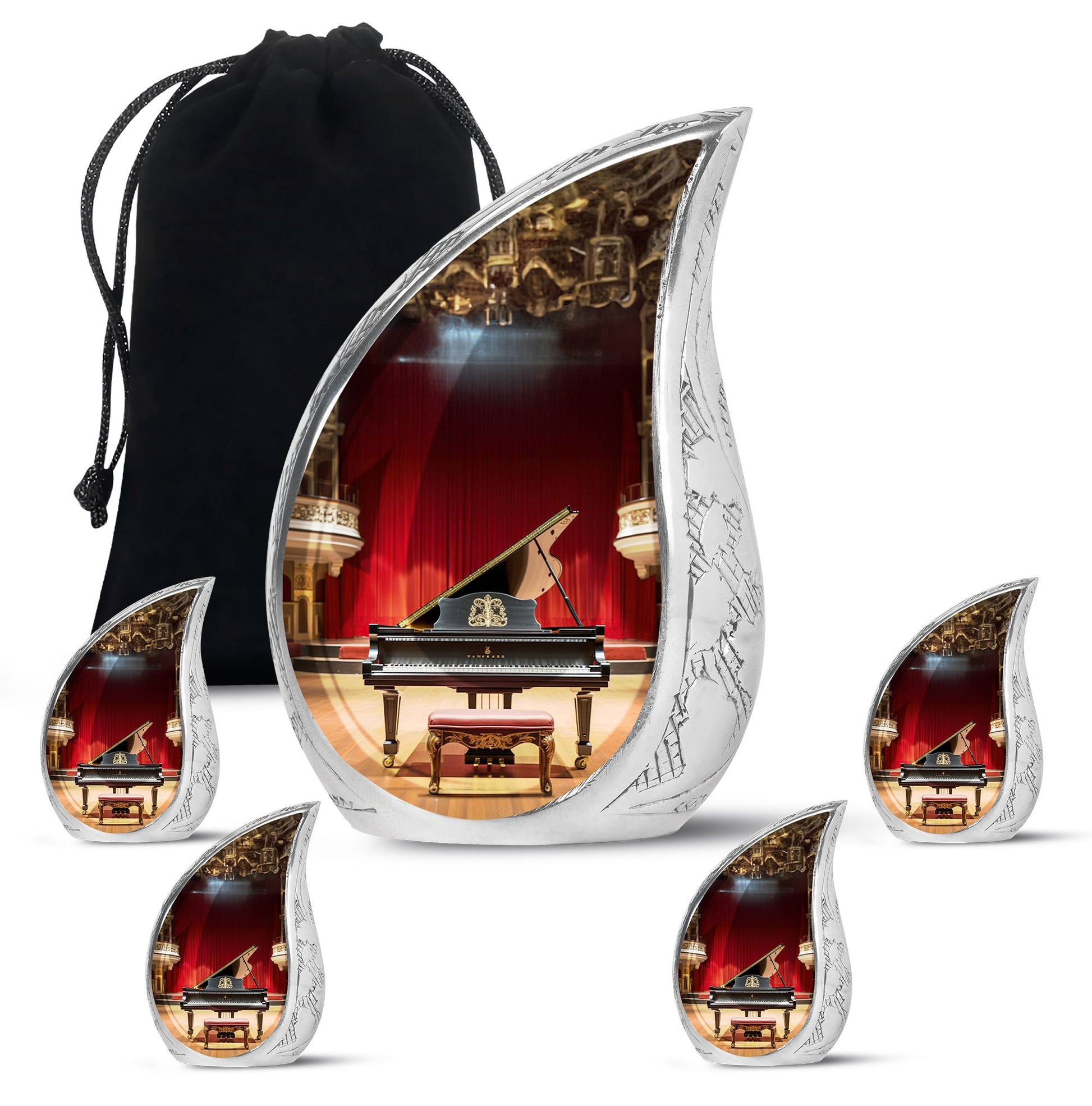 Teardrop Shape Music Urn Large Urn With 4 Keepsake Urn