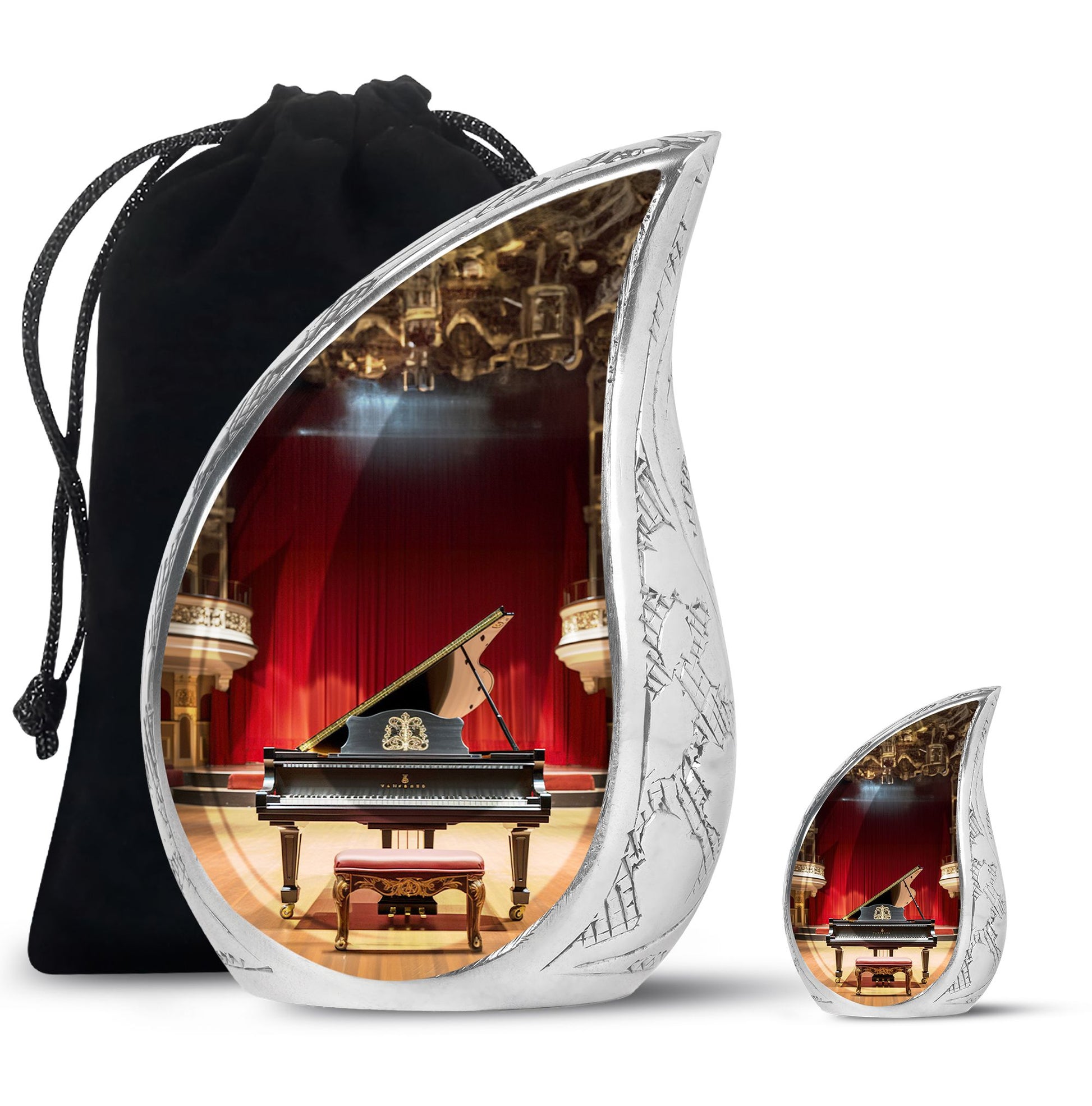 Teardrop Shape Music Urn Large Urn With 1 Keepsake Urn