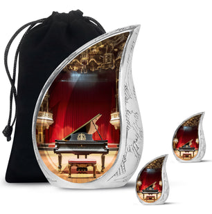 Teardrop Shape Music Urn Large Urn With 2 Keepsake Urn