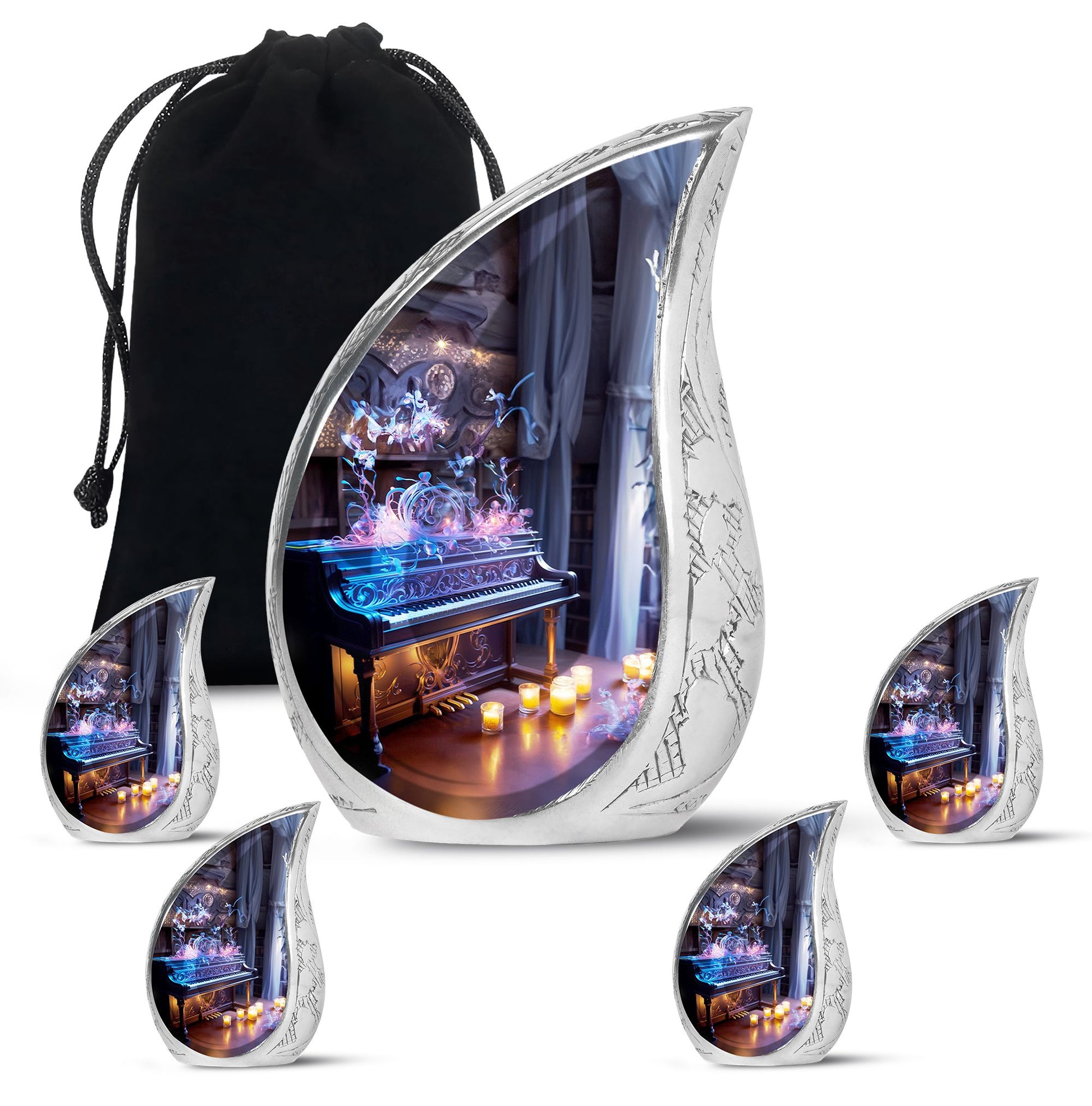 Teardrop Shape Music Urn Large Urn With 4 Keepsake Urn