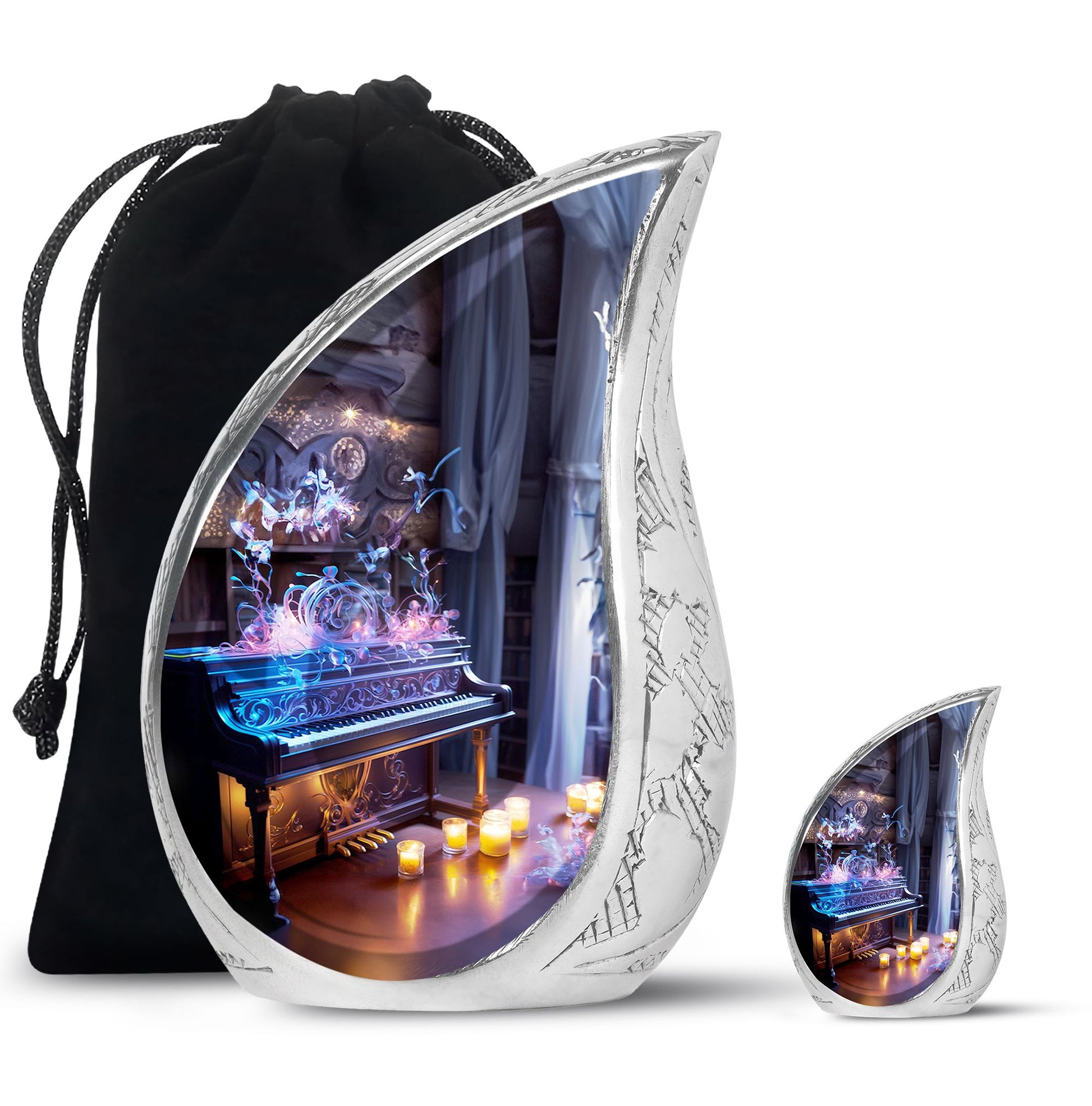 Teardrop Shape Music Urn Large Urn With 1 Keepsake Urn