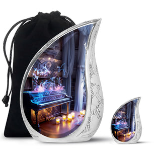 Teardrop Shape Music Urn Large Urn With 1 Keepsake Urn
