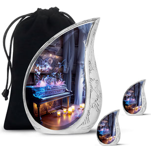 Teardrop Shape Music Urn Large Urn With 2 Keepsake Urn
